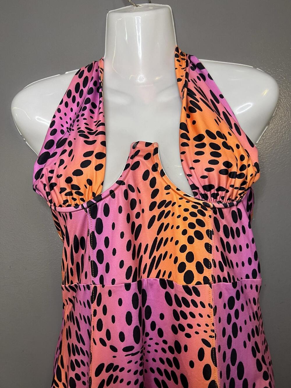 Princess Polly Feel Good Dress Womens 6 Multi Polka Dot Halter Mini Bodycon